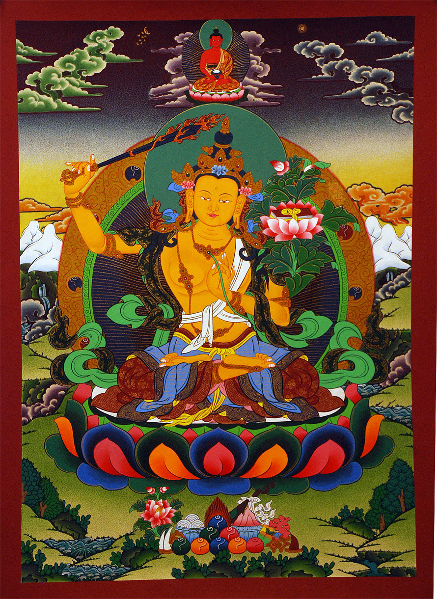 Manjushree thangka, tibetan thangka, buddhist thangka